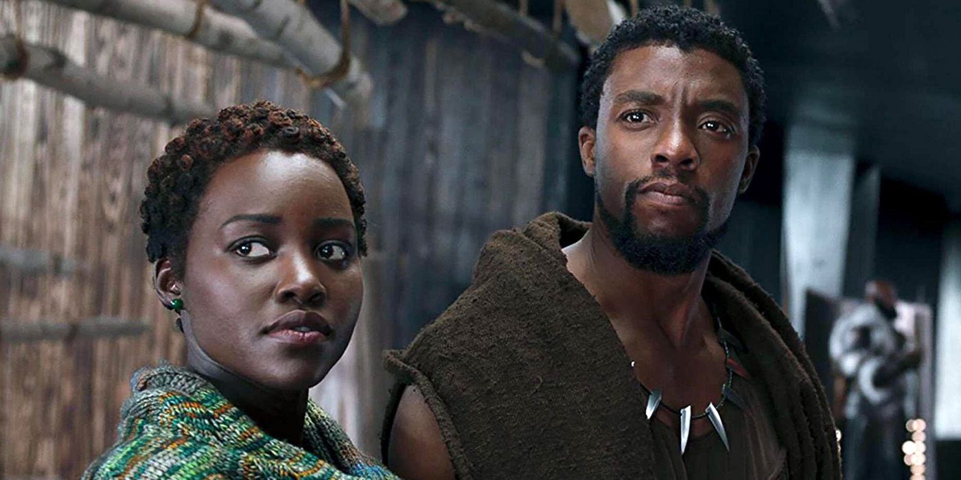 Chadwick Boseman and Lupita Nyongo in Black Panther