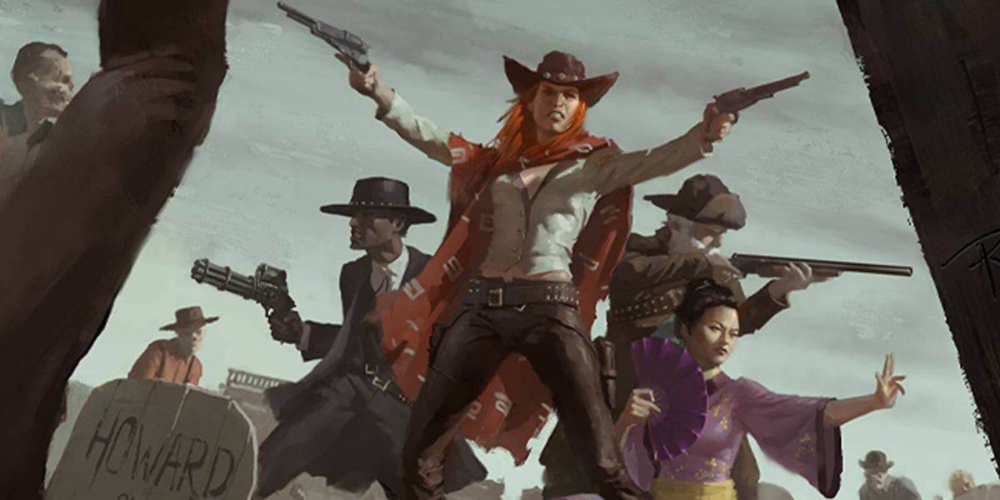 Characters in a stand off from Deadlands TTRPG