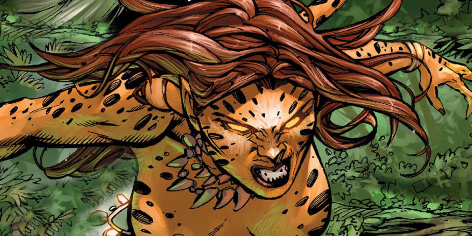 Cheetah leaping forward in DC Comics