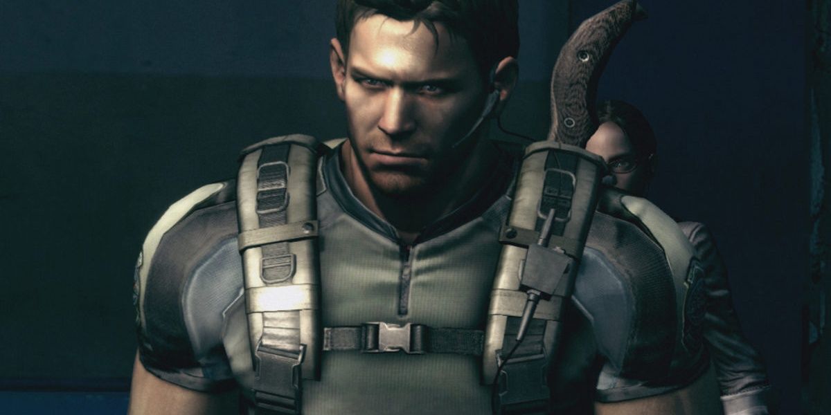 Chris Redfield looks angry in Resident Evil 5
