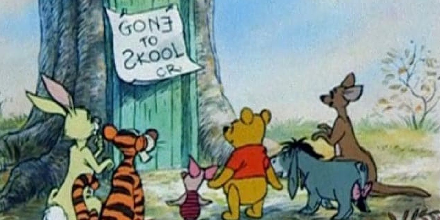 Christopher Robin leaves Pooh and friends
