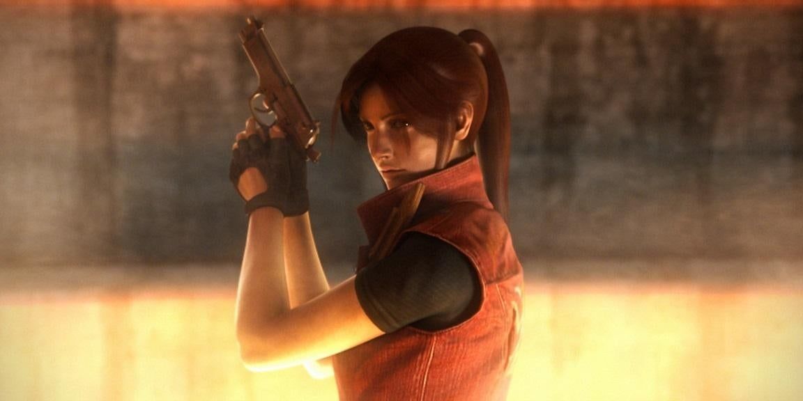  Claire Redfield holding a gun in Resident Evil The Darkside Chronicles