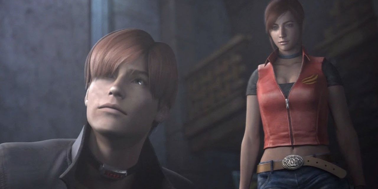 Claire Redfield watches Steve Burnside in Resident Evil Code Veronica