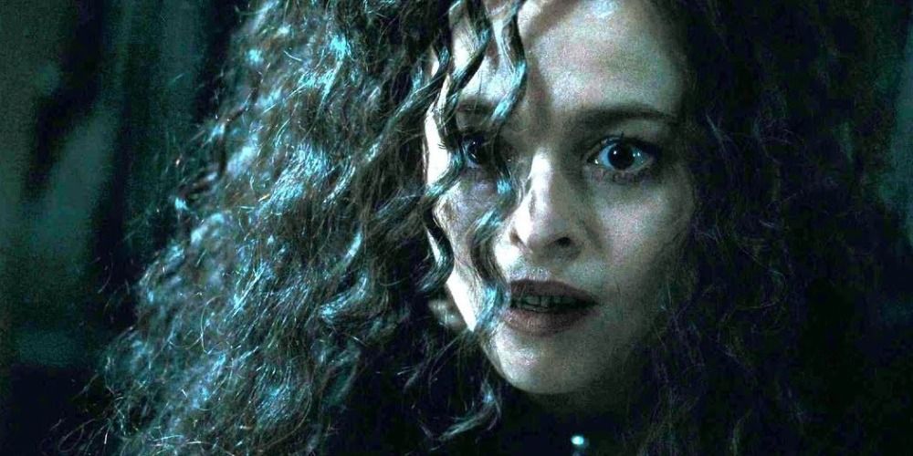 Close up of Bellatrix after she kills Dobby in Harry Potter
