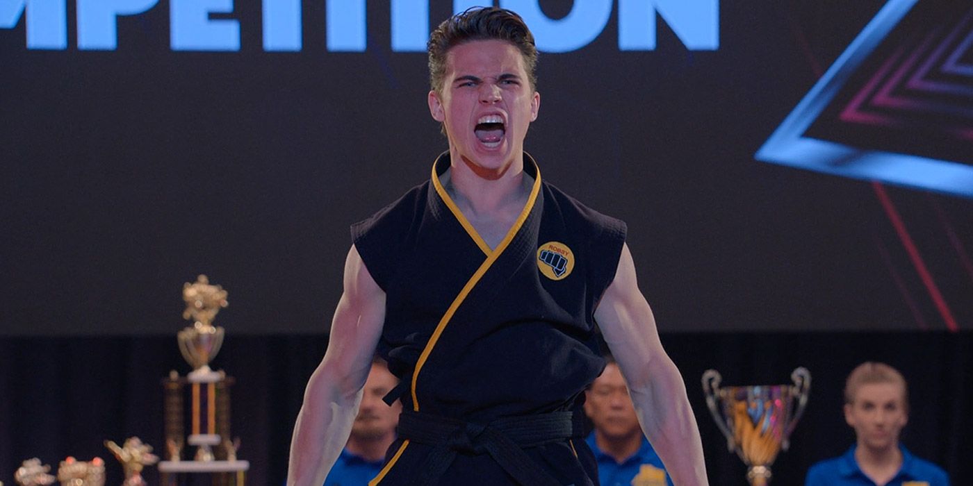 Robby Keene screaming at the tournament in Cobra Kai