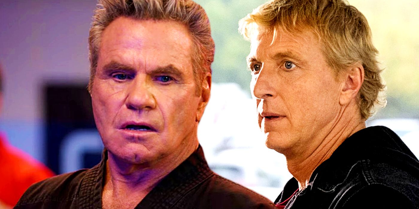 Overlaid image of Kreese and Johnny from Cobra Kai