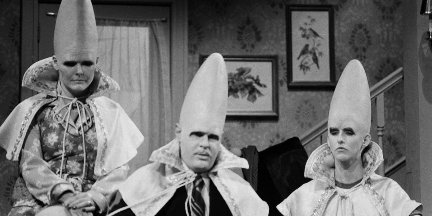 The Coneheads in black and white