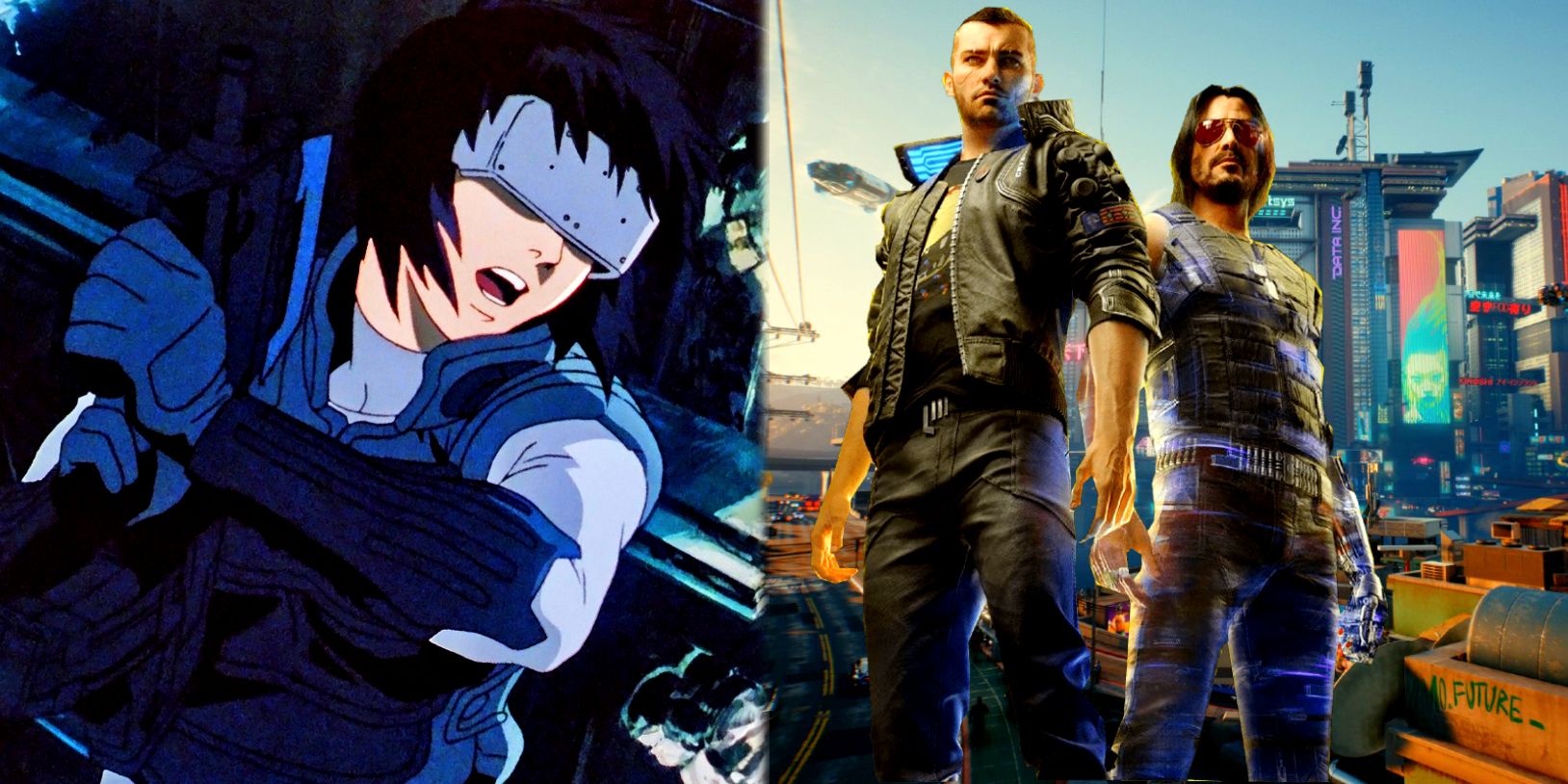 V and Johnny S from Cyberpunk 2077 and Kusanagi from Ghost in the Shell.