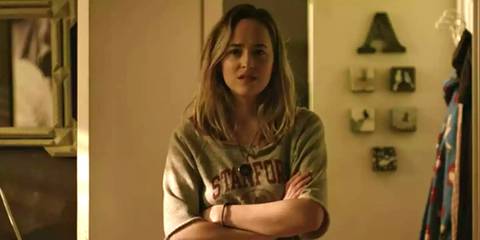 Dakota Johnson in a dorm room in Social Network