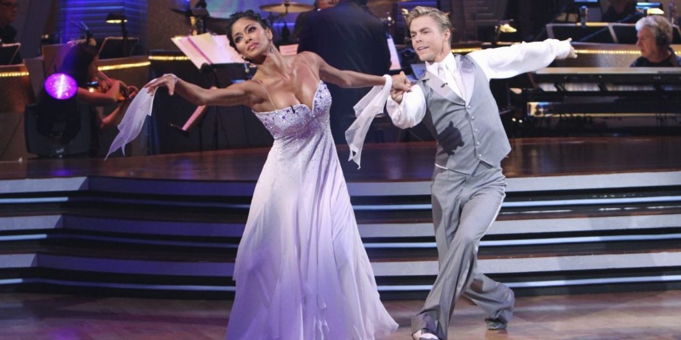 Dancing With the Stars Nicole Scherzinger Derek Hough se apresentando no show