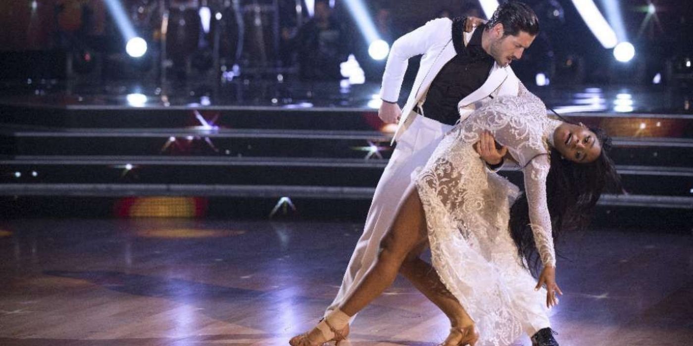Normani and Val Chmerkovskiy performing on Dancing with the Stars