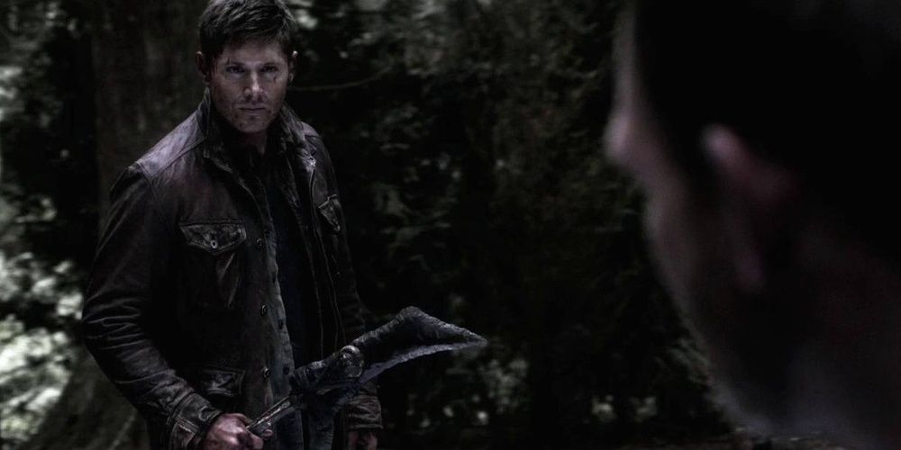 Dean Winchester holds a blade in Purgatory in Supernatural 