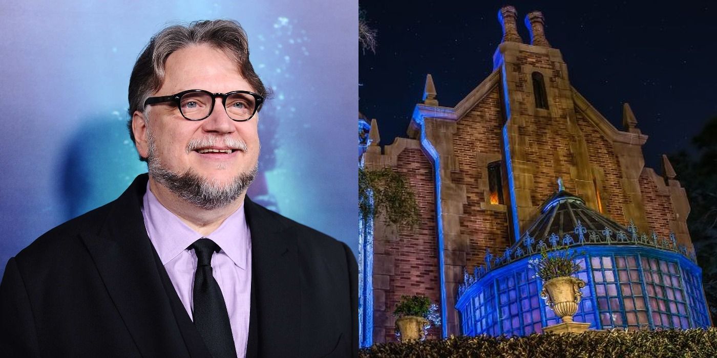 Two side by side images of Benicio Del Toro and Disney&rsquo;s Haunted Mansion
