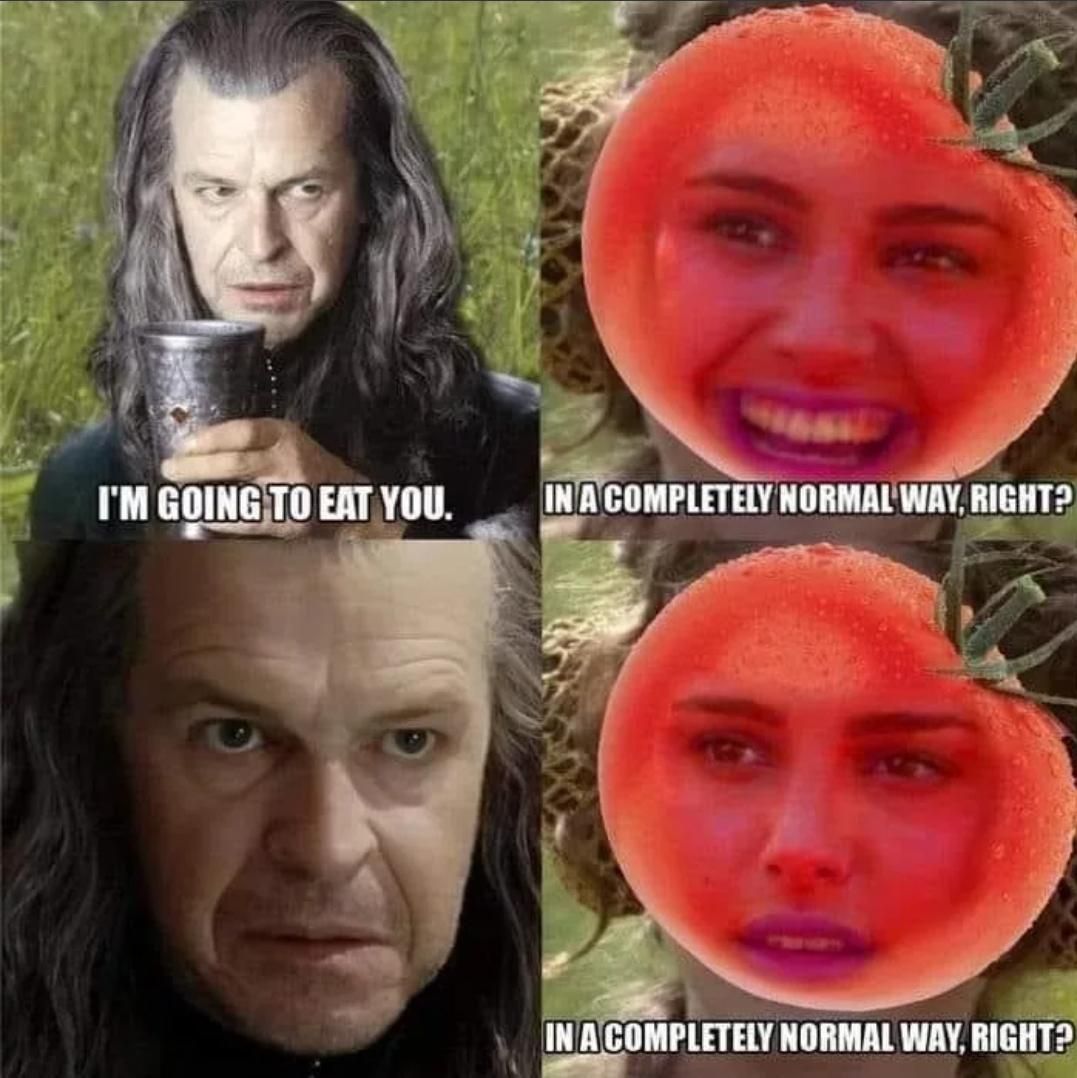 Denethor talking to a Padme tomato, which he is going to eat totally normally