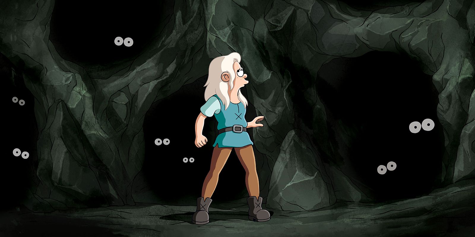 Bean standing in the Cave of Eyes in Disenchantment
