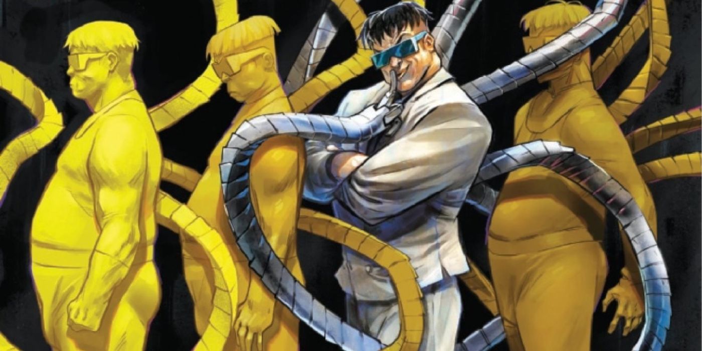 Doc Ock looks on in a white suit from Marvel Comics 