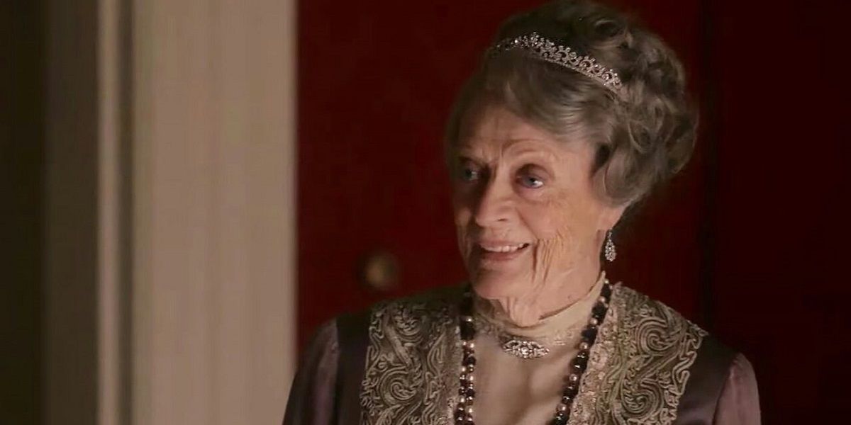 Violet Crawley smiling in Downton Abbey