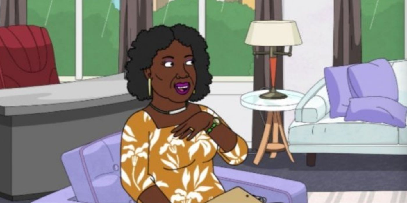 Dr Indira pointing a hand towards herself in Bojack Horseman