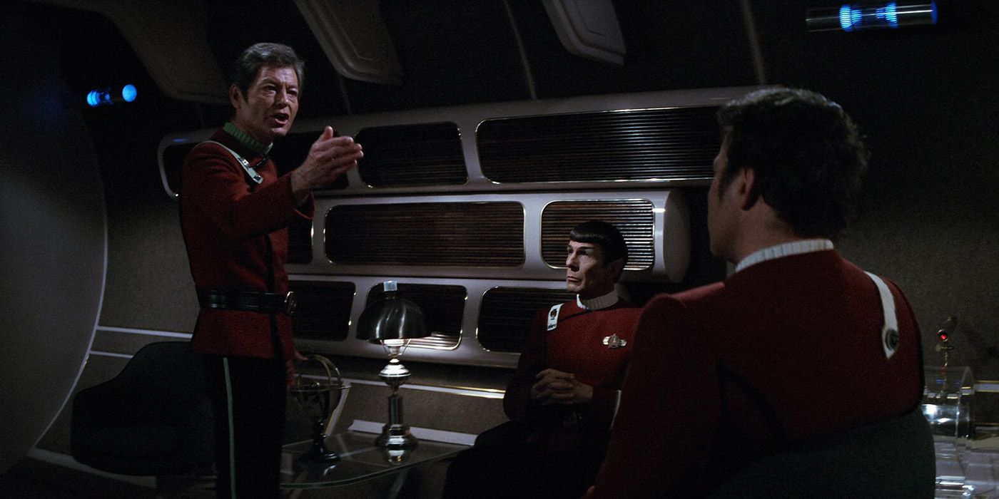 McCoy argues with Kirk about the Genesis device from Star Trek II