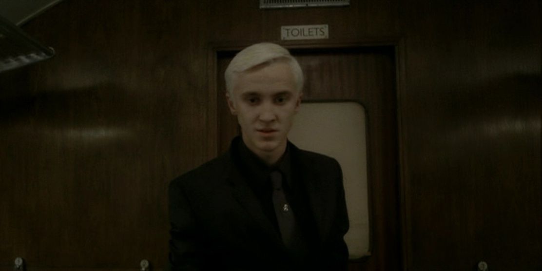 Draco Malfoy in a train in Harry Potter and the Half-Blood Prince