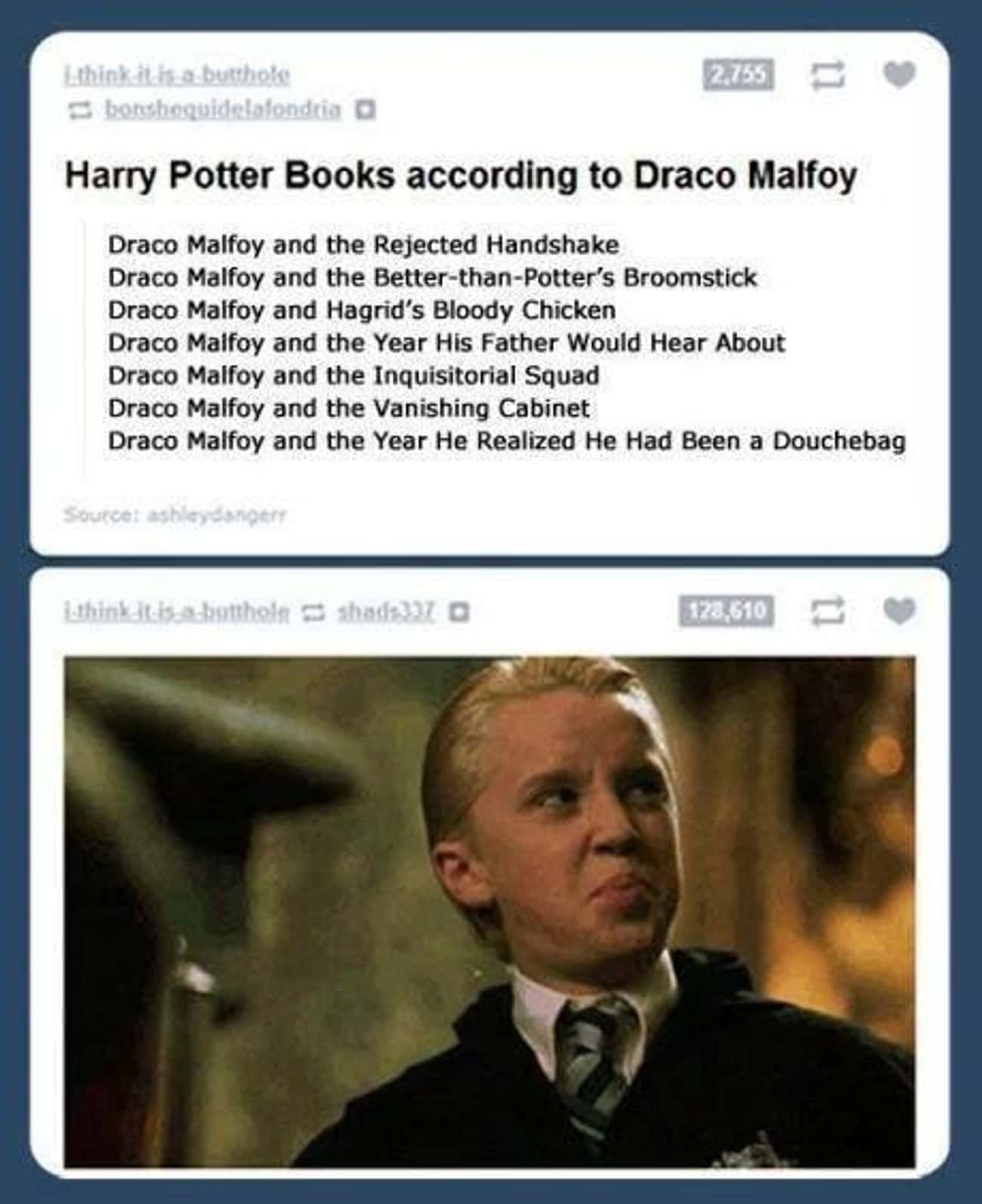 Draco Malfoy Meme defining books by his experiences