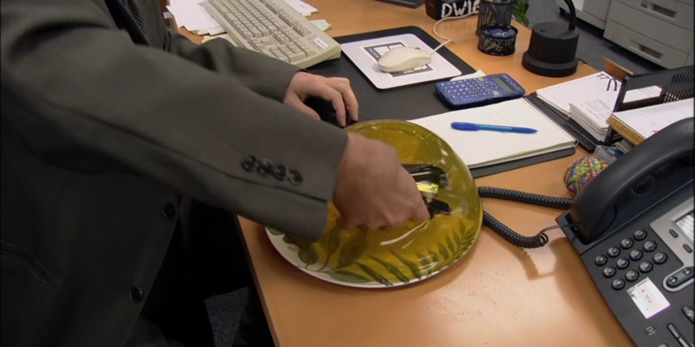 Dwight removes his stapler from Jell-O in The Office