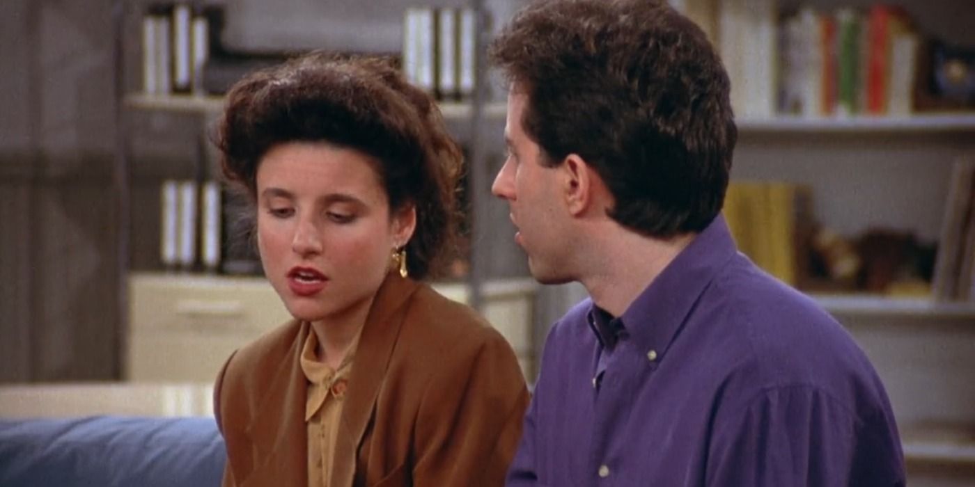 Elaine and Jerry sitting on a sofa in Seinfeld