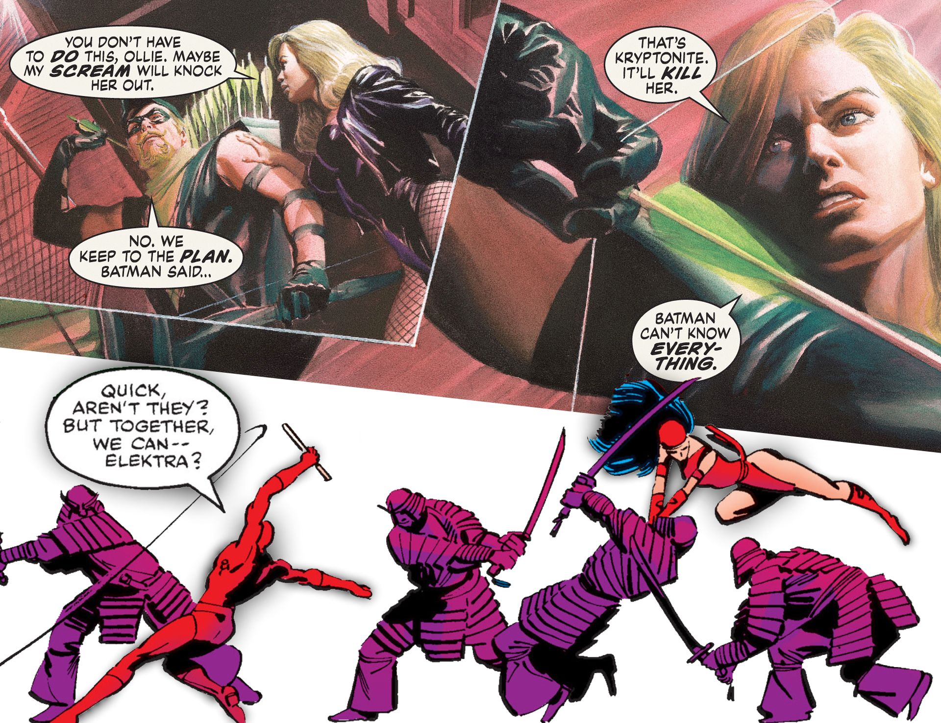 Elektra Daredevil Green Arrow Black Canary Teamwork Comics
