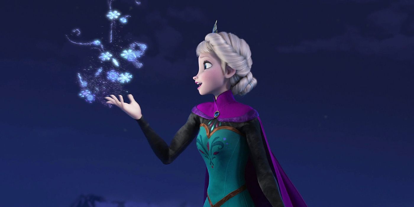 Elsa creating snow in Frozen