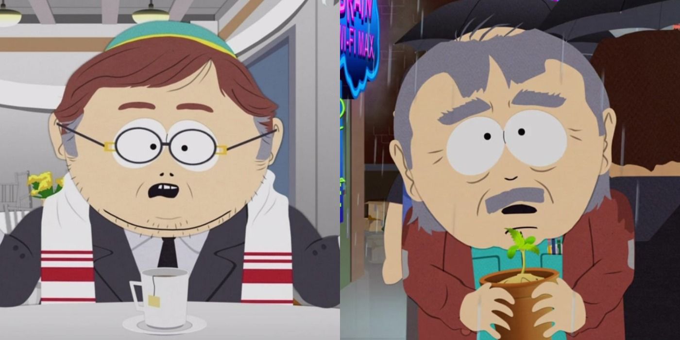 A split image showing Eric Cartman and Randy Marsh in South Park Post Covid.