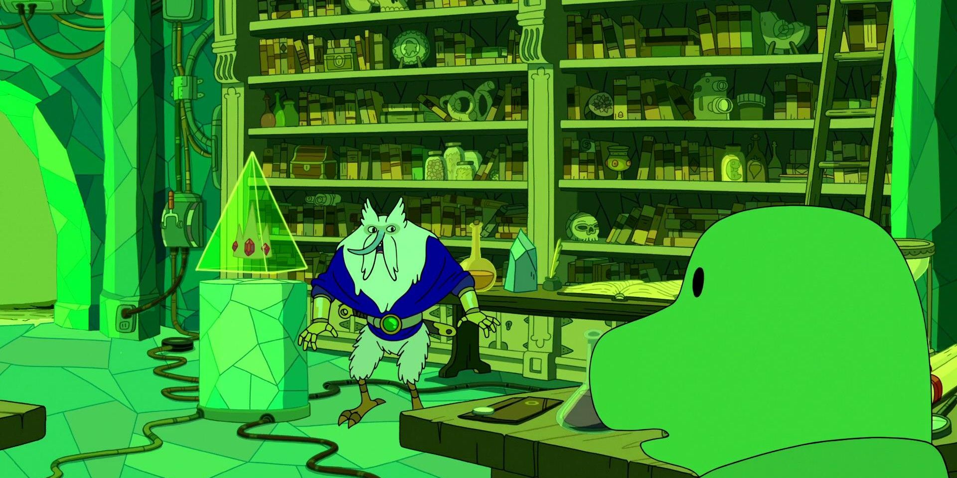 Evergreen and gunther prepare the crown to destroy the comet in Adventure Time
