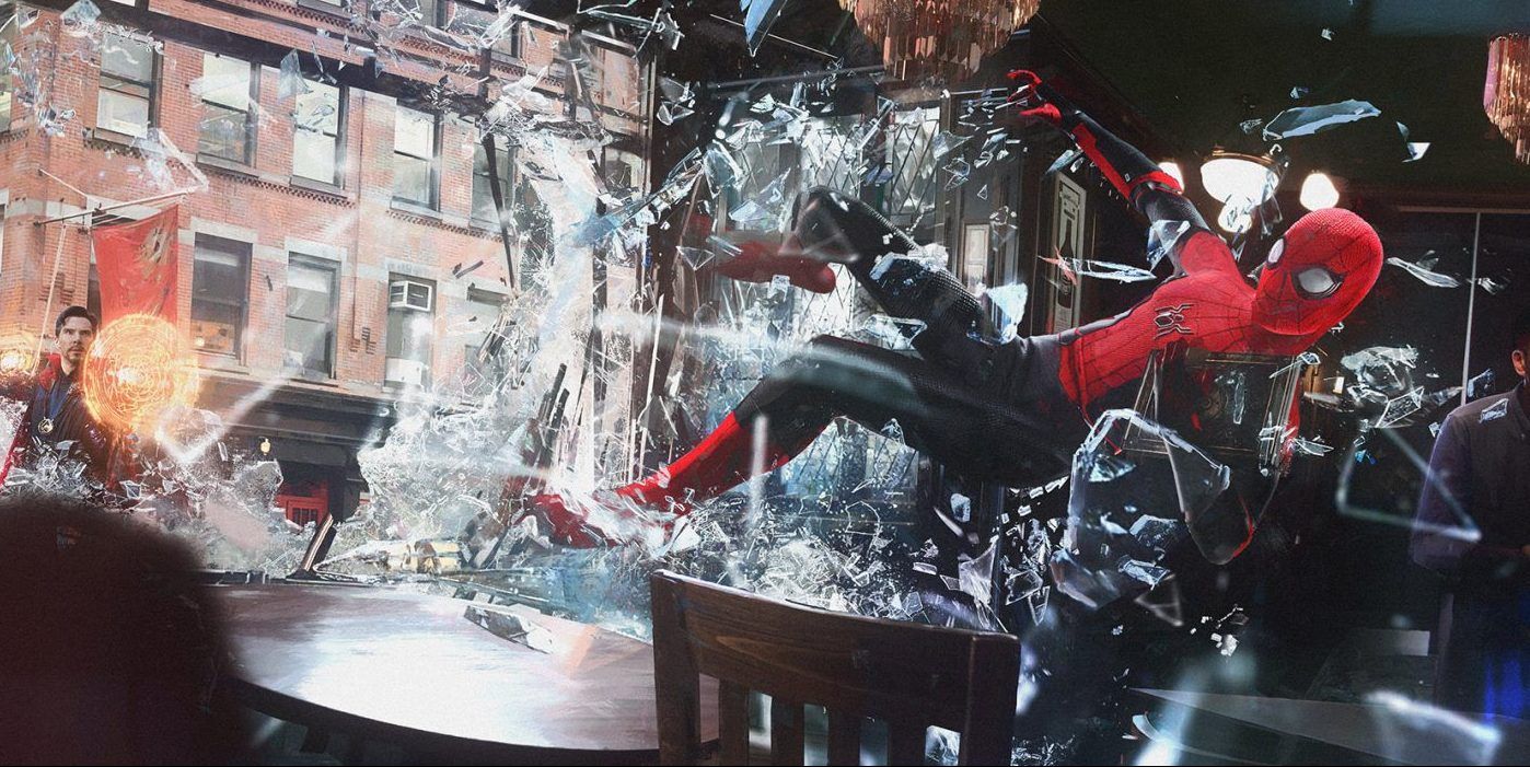 Doctor Strange Smashes Peter Through A Window in No Way Home Concept Art