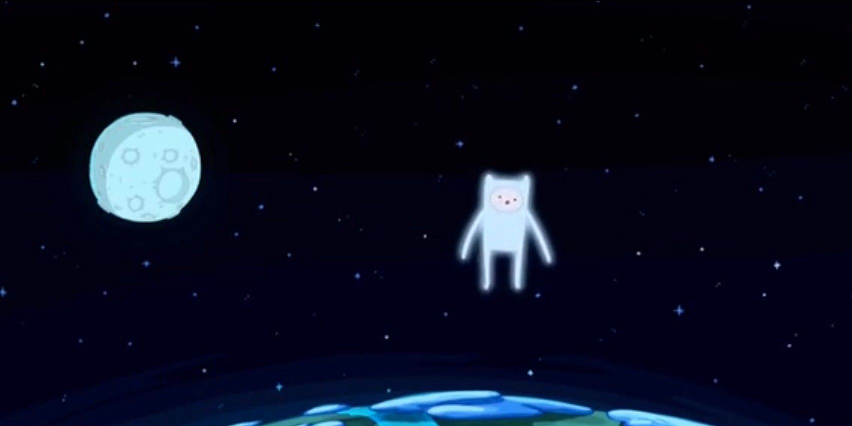 Finn floats above the planet as he astrally projects in Adventure time
