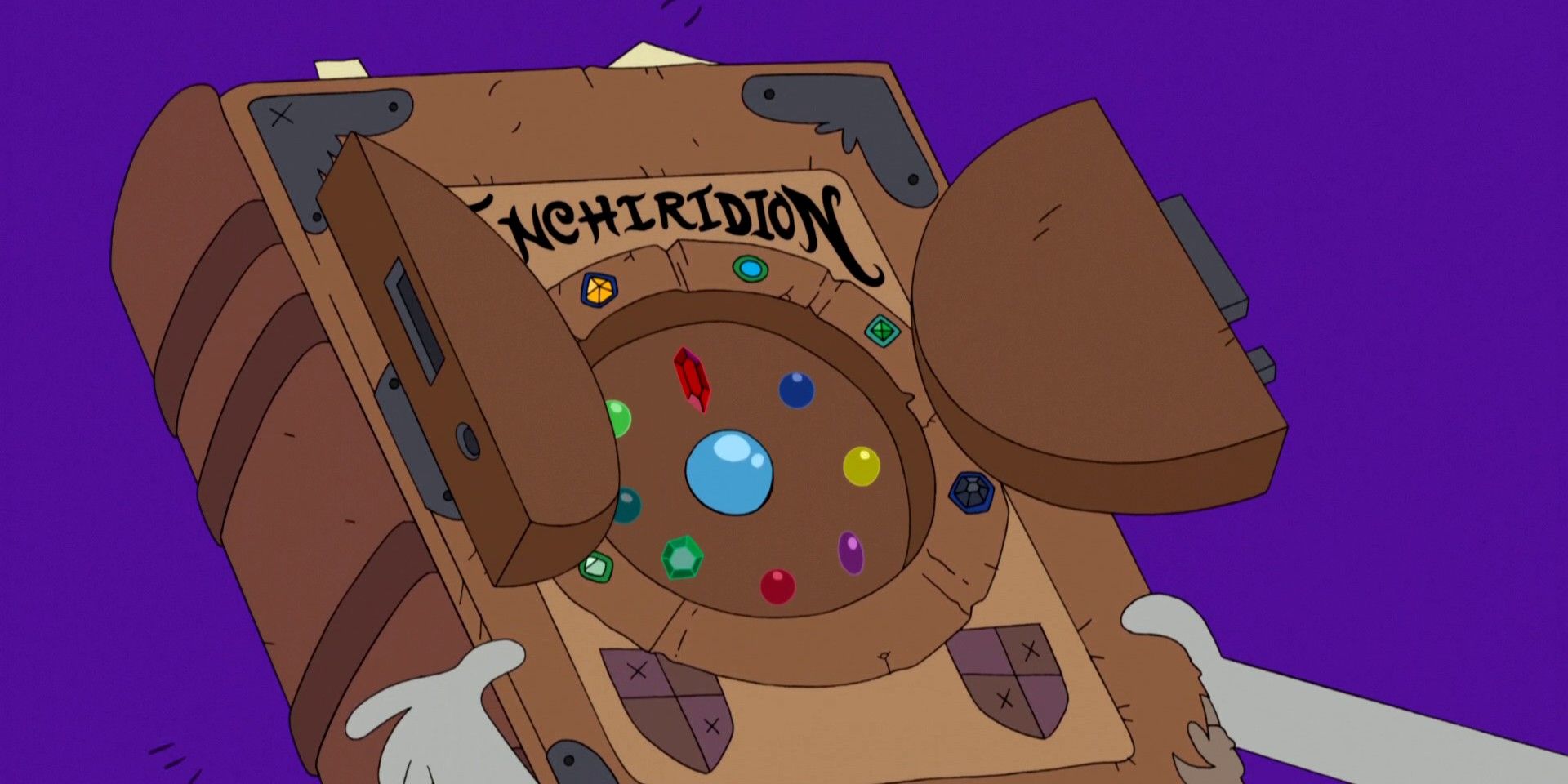 Finn opens the Enchiridion with the princess gems in Adventure Time