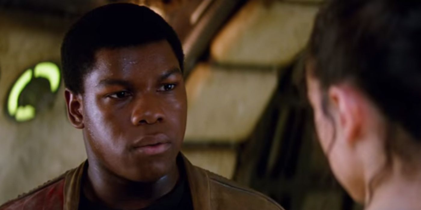 Finn talks to Rey in Star Wars The Force Awakens
