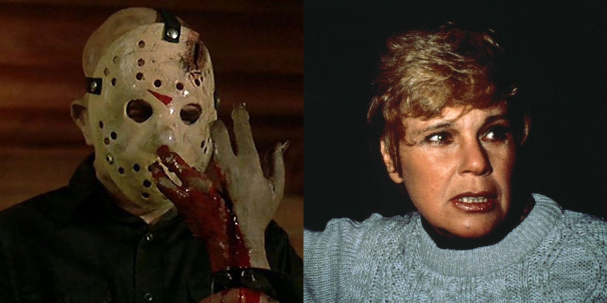 Split image showing Jason and Pamela in Friday the 13th