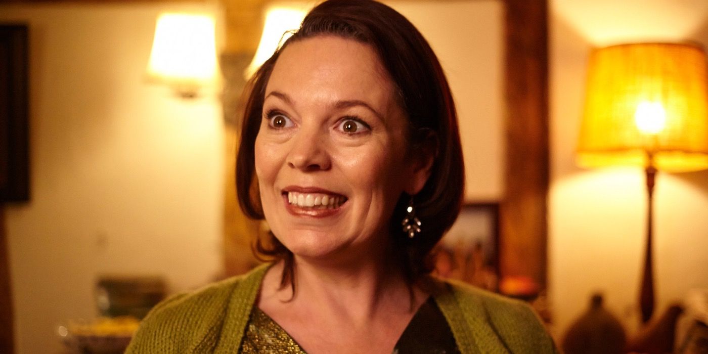 Olivia Coleman smiling in Flowers
