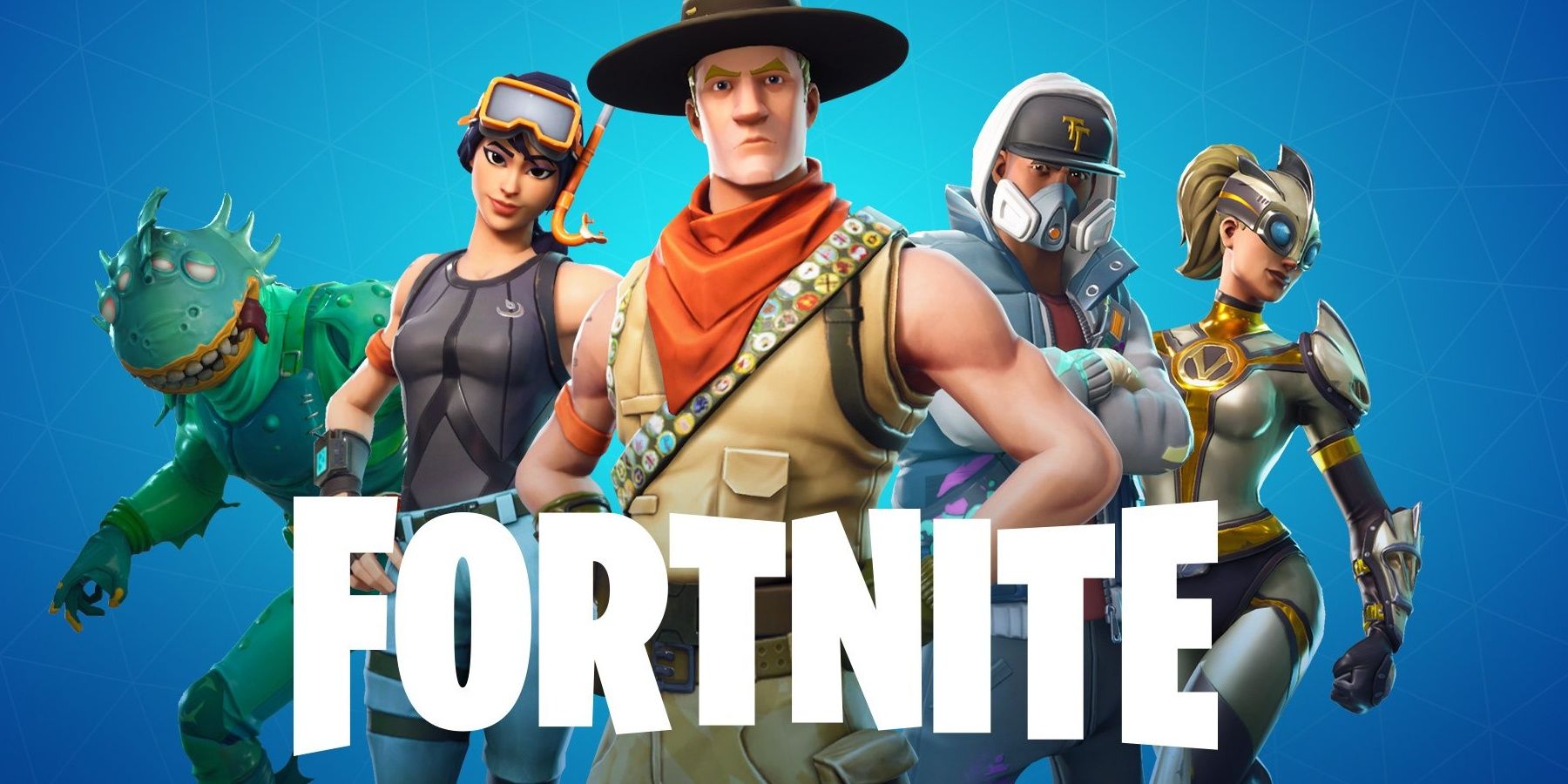 Fortnite characters standing next to each other with the games logo Cropped