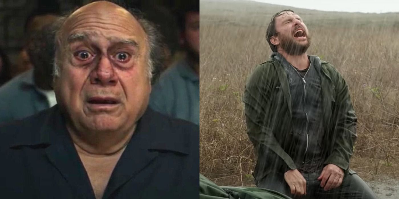 A split image showing Frank and Charlie crying in It's Always Sunny in Philadelphia.