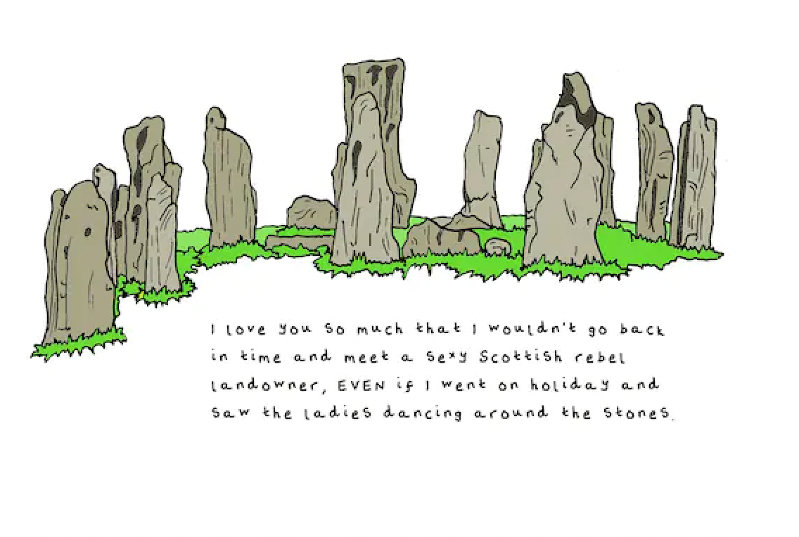 Funny greeting card about the stones on Outlander