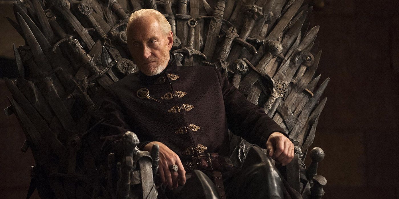 Tywin Lannister on the Iron Throne in Game of Thrones