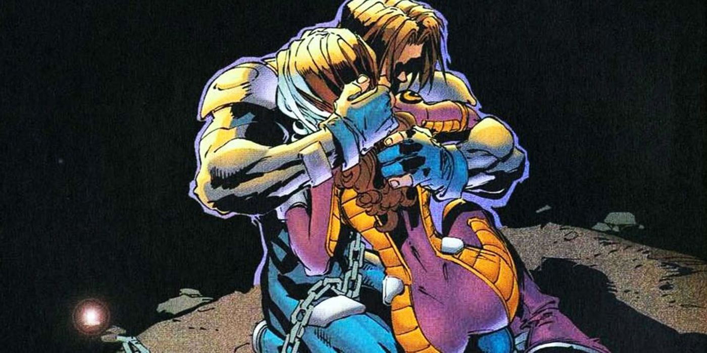 Gambit hugging Rogue.