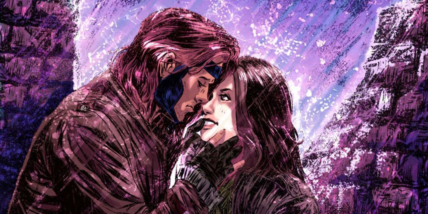 Gambit kissing Rogue in X-Men.