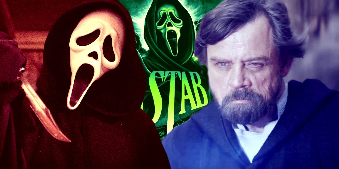 Ghostface and Stab in Scream, Mark Hamill as Luke in Star Wars The Last Jedi