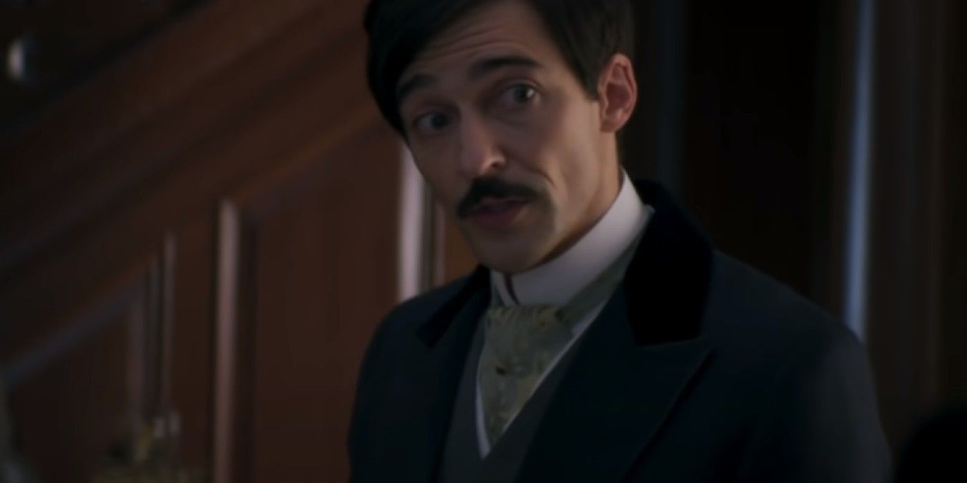 Oscar with mustache and suit in The Gilded Age