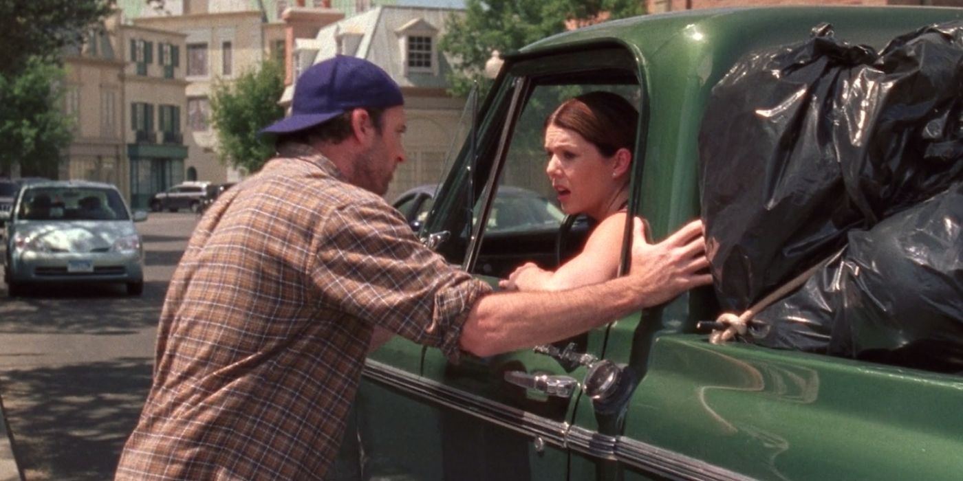 Luke talking to Lorelai while she drives his truck in Gilmore Girls