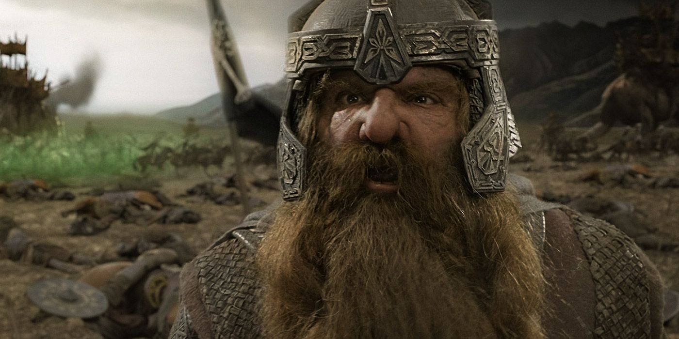Gimli fighting Mordor's forces in Lord of the Rings