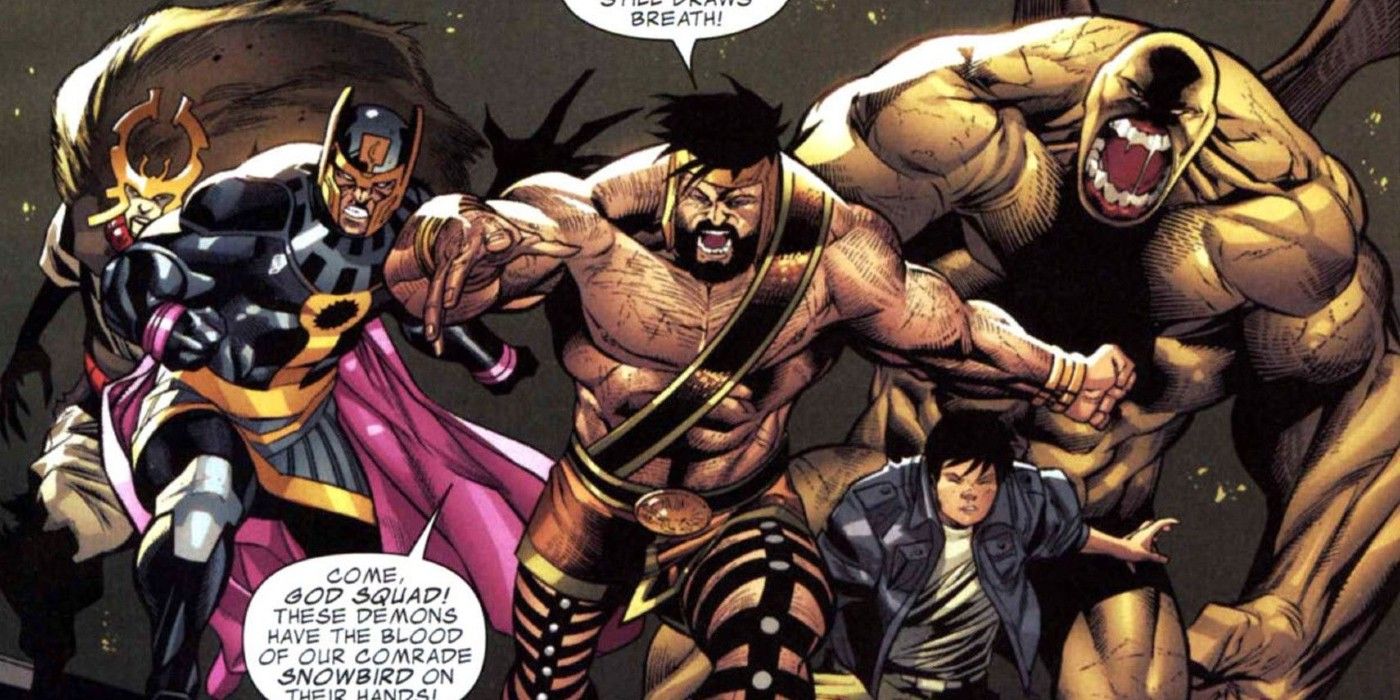 Hercules leads the God Squad from Marvel Comics