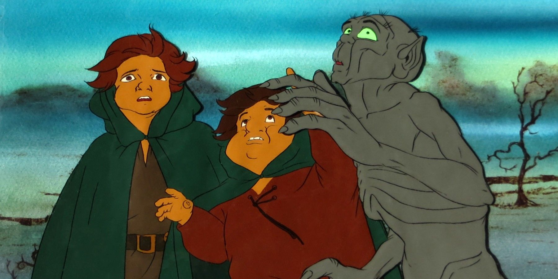 Gollum, Frodo, &amp; Sam from Ralph Bakshi's animated Lord of the Rings film (1978).
