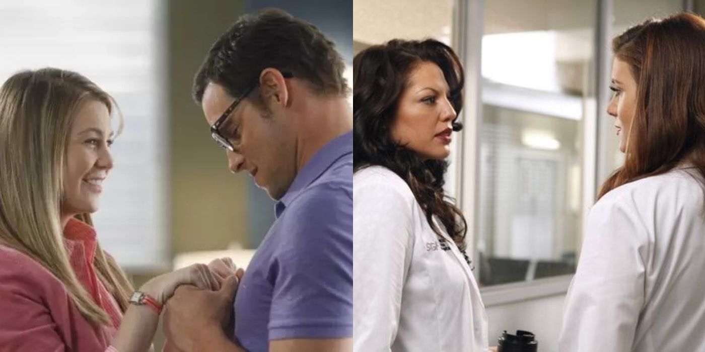 Split image of Meredith and Alex and Callie and Addison at the hospital on Grey&rsquo;s Anatomy